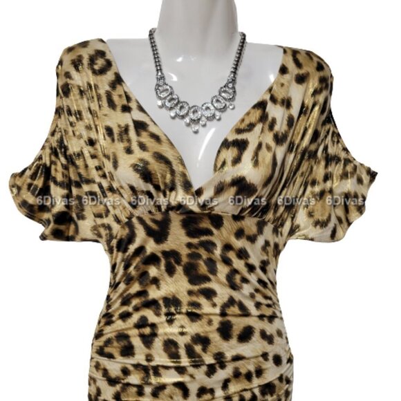 SEXY Shimmer Animal Print Dress Short Sleeve S & L - Picture 2 of 15
